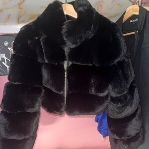 Luxurious Black Faux Fur Jacket